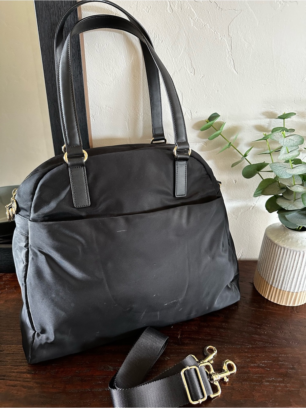 Lo & Sons Original O.G. Bag Black Nylon Gold Hardware Laptop Travel Tote